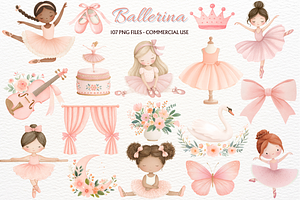 Pink Ballet Clipart Baby Ballerina, a Person Illustration by SugarCloudStudioArt