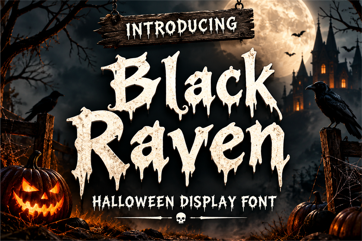 Black Raven Halloween, a Blackletter Font by Raffa Creative (Photo 1 of 6)