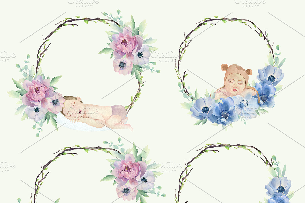 Set of watercolor newborns., a Person Illustration by Watercolor arts (Photo 8 of 10)
