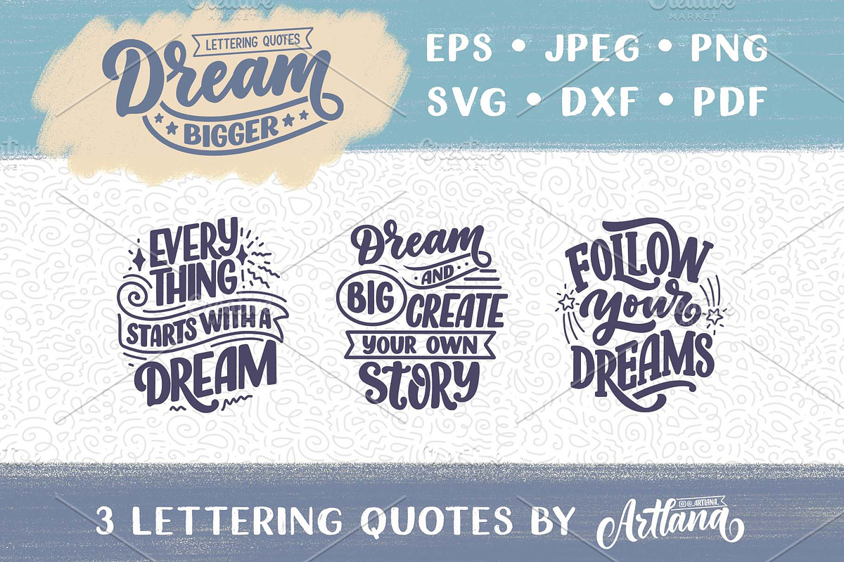 Dreams Lettering Quotes, a Decorative Illustration by Artlana (Photo 1 of 3)