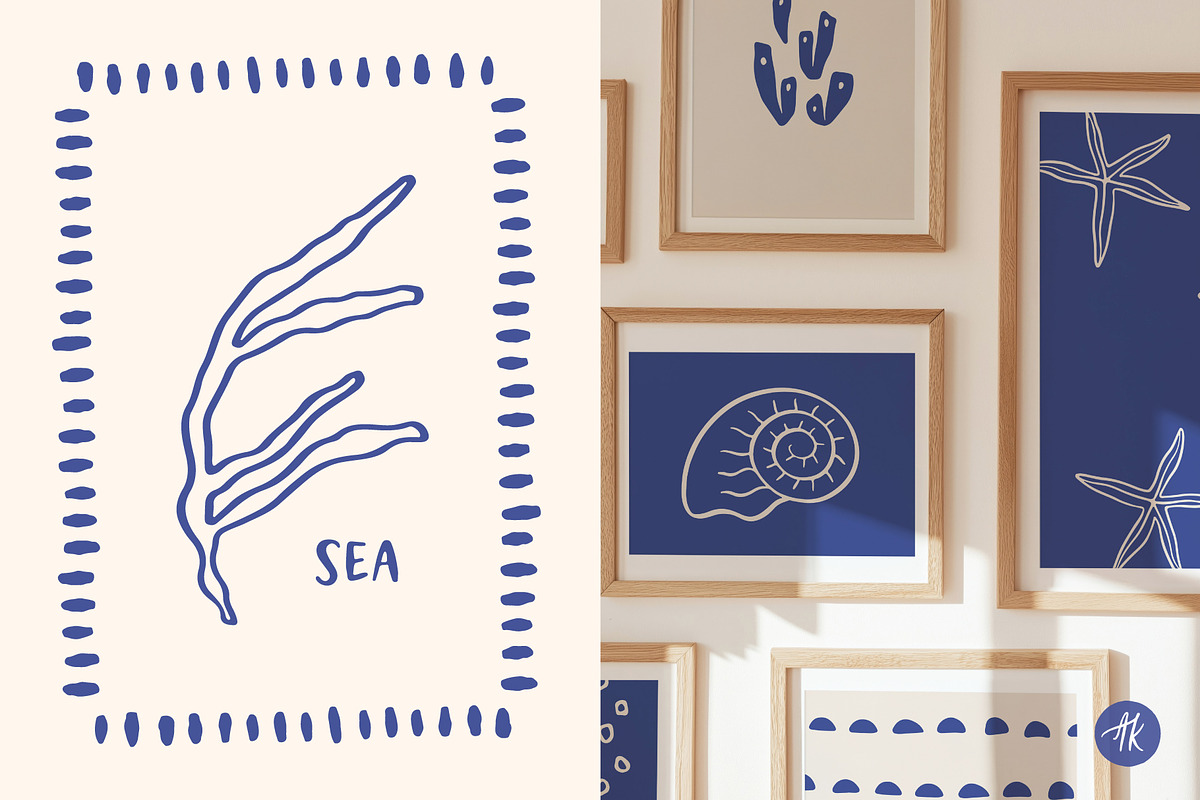 Sea Lover Hand Drawn Wall Art Set, a Graphic by Alena Koval (Photo 10 of 23)