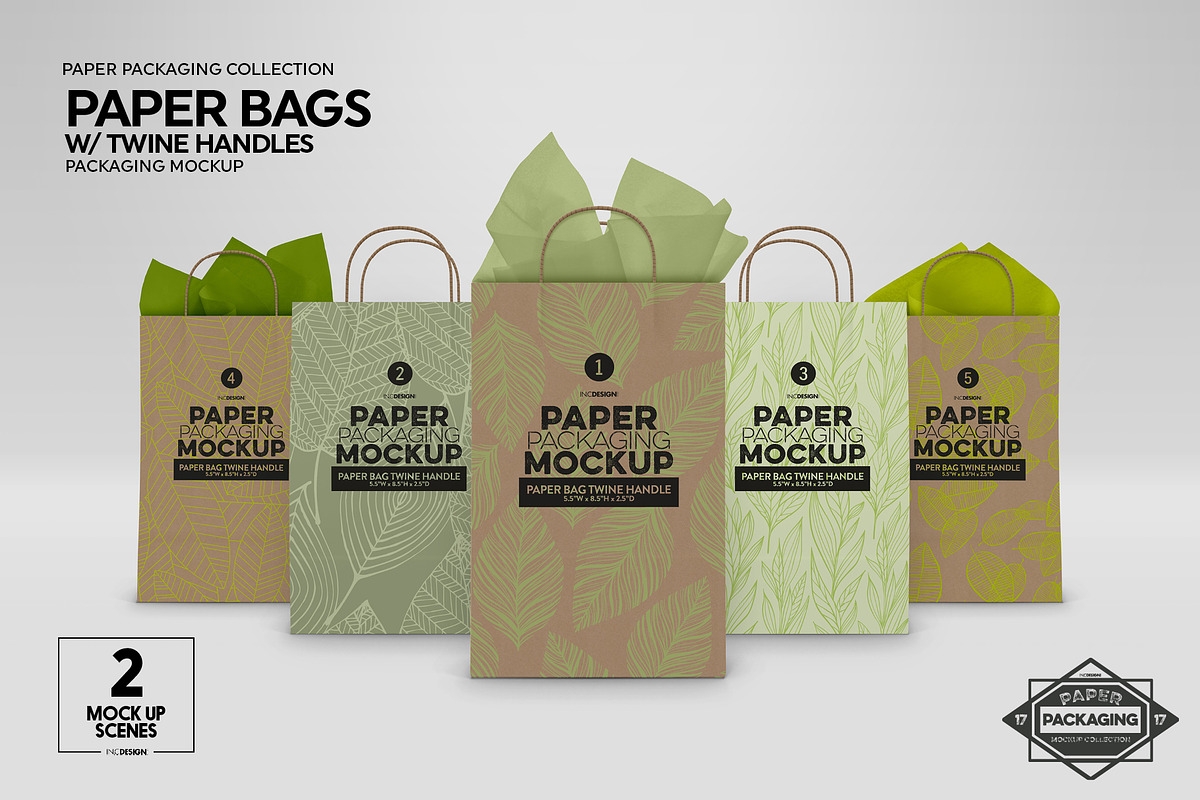 Paper Bags Twine Handles Mockup, a Packaging Mockup by INCDesign (Photo 6 of 10)