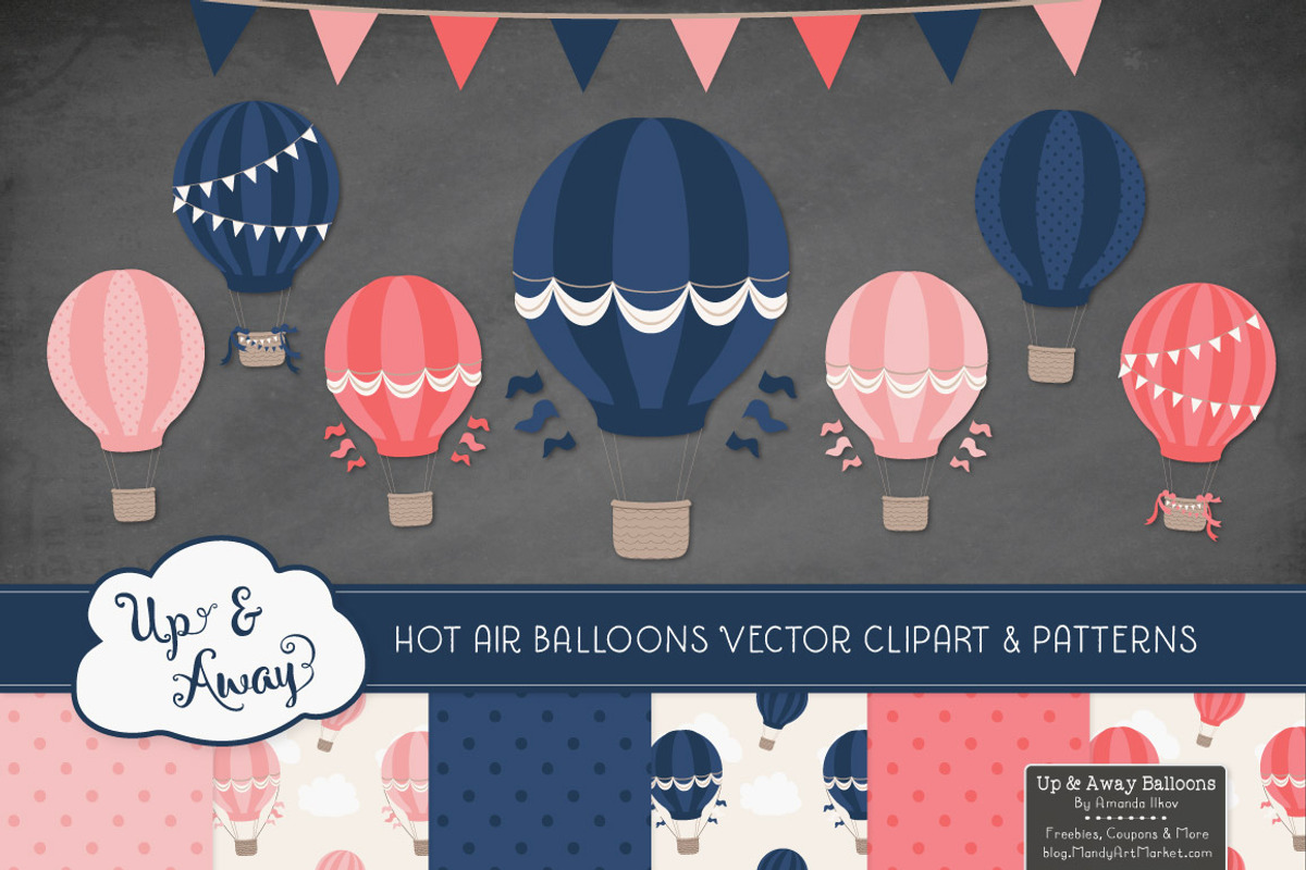 Navy & Blush Hot Air Balloons, an Illustration by Amanda Ilkov (Photo 2 of 5)