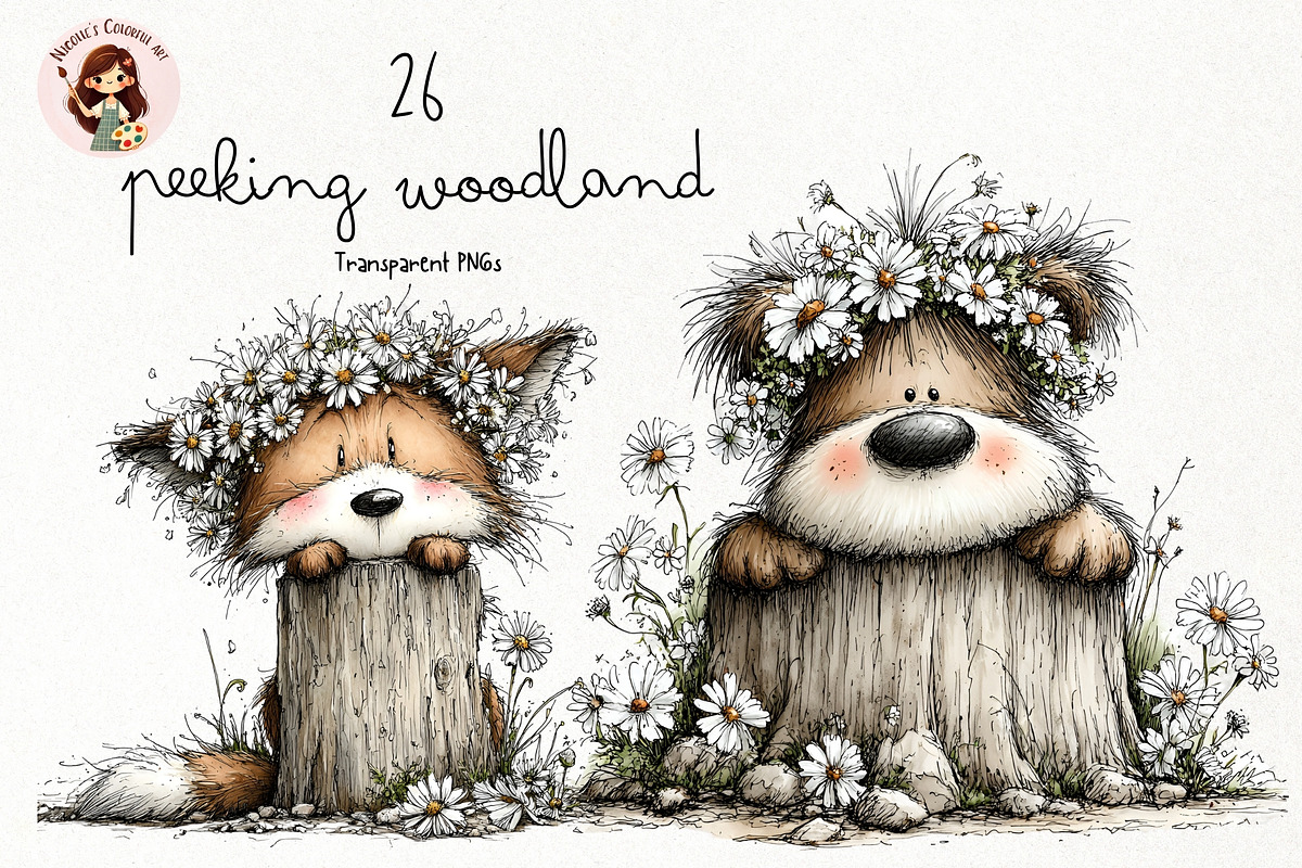 Woodland Animals PNG Clipart, an Animal Illustration by Nicolle's Colorful Art (Photo 1 of 3)
