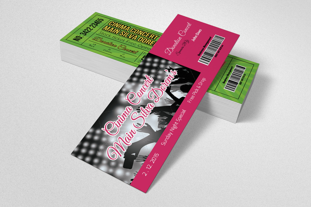 Concert Entry Tickets Template by Psd Templates  Creative Market