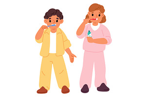Little girl and boy in pajamas, a Person Illustration by Vectorbuum