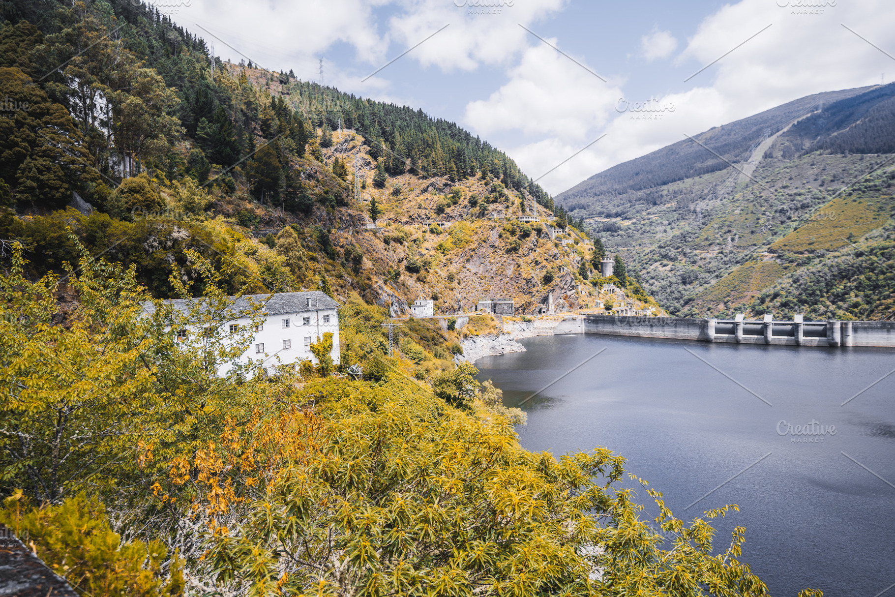 Mountain dam with reservoir, a Nature Photo by SkyNext