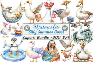 Silly Summer Goose Clipart, an Illustration by DreamCafeArt