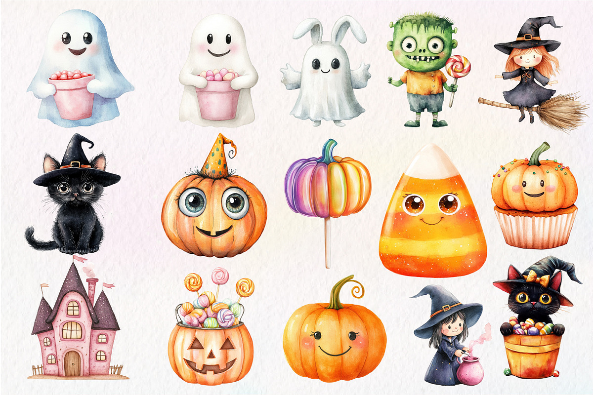 Cute Halloween Clipart Bundle, an Illustration by Dream Creation (Photo 4 of 4)