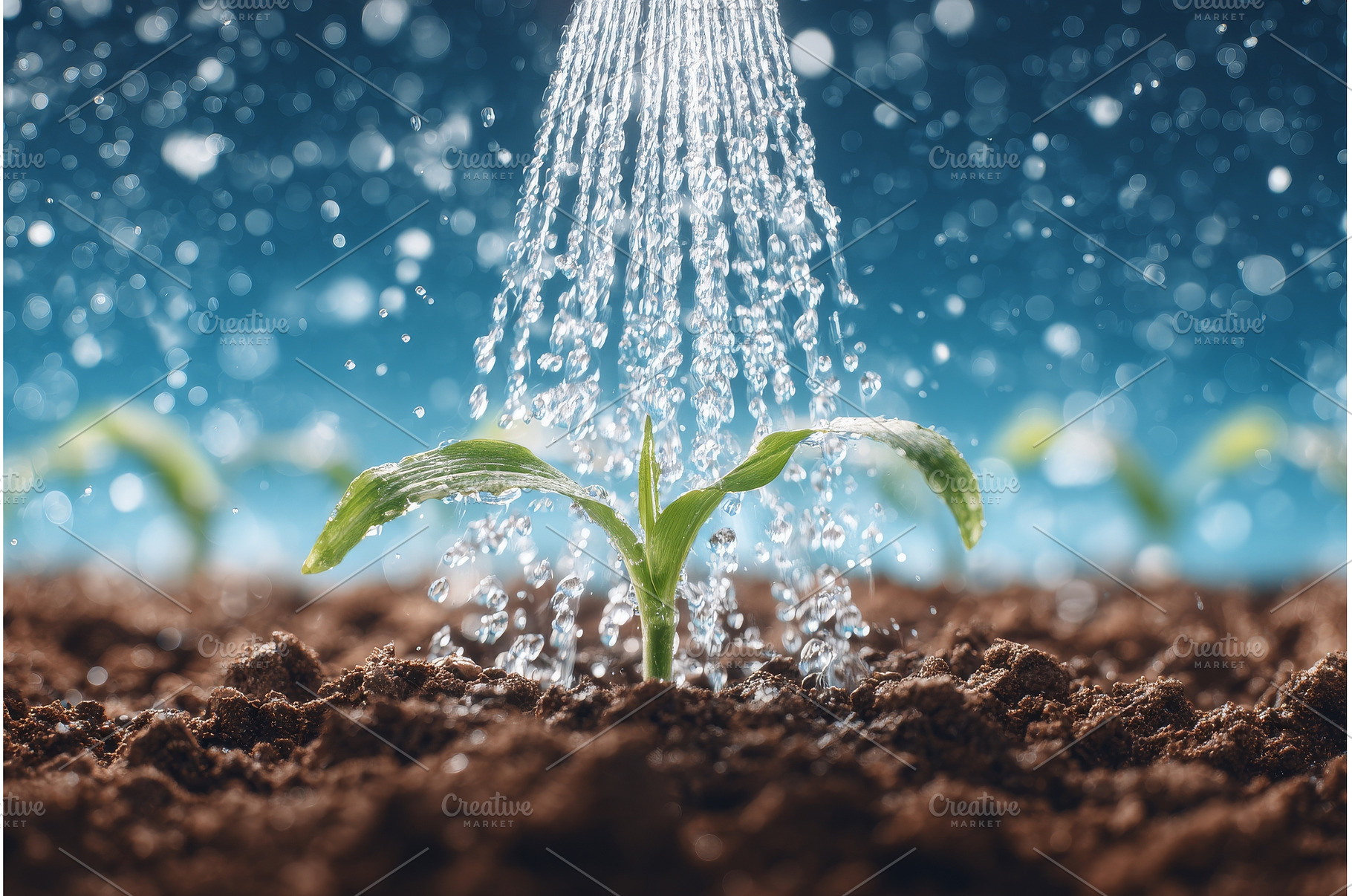 A young plant is being watered by a, a Nature Photo by ZinetroN