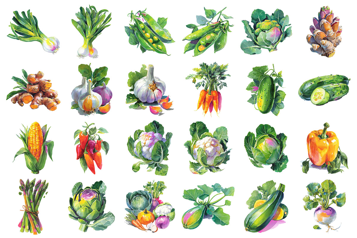 Watercolor Vegetable Clipart Set, an Illustration by Daily.Designs (Photo 2 of 3)