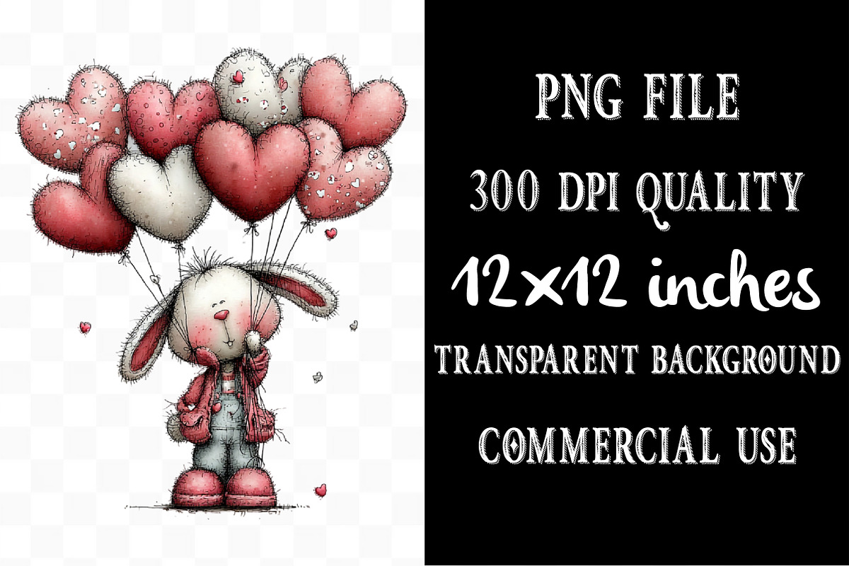 Whimsical Valentine Bunny Clipart, an Illustration by Designking (Photo 4 of 5)