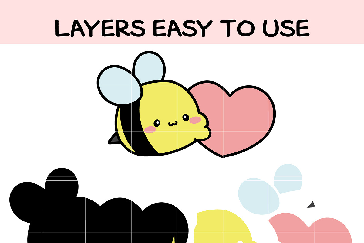 Cute Bee SVG, Kawaii Honey Bee SVG, an Illustration by TheHitShop (Photo 7 of 11)