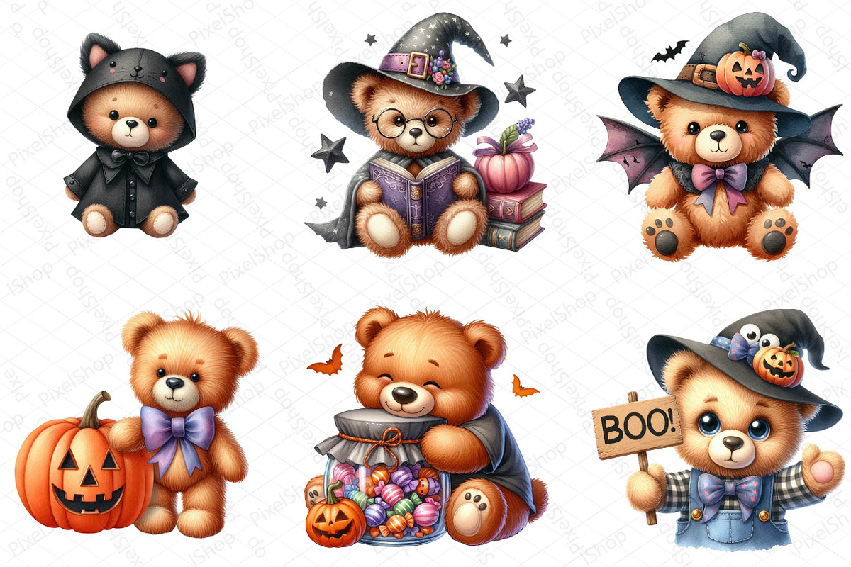 Halloween Teddy Bear Clipart, an Illustration by DreamPrint404 (Photo 3 of 6)