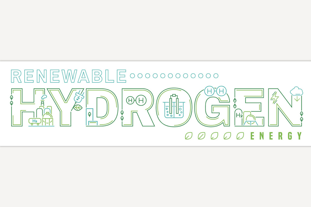 Green hydrogen energy production., a Technology Illustration by Anna's Shop