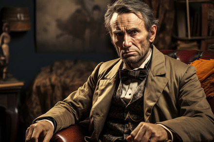 Historical Reenactment Portrait of Abraham Lincoln in a Vintage Setting