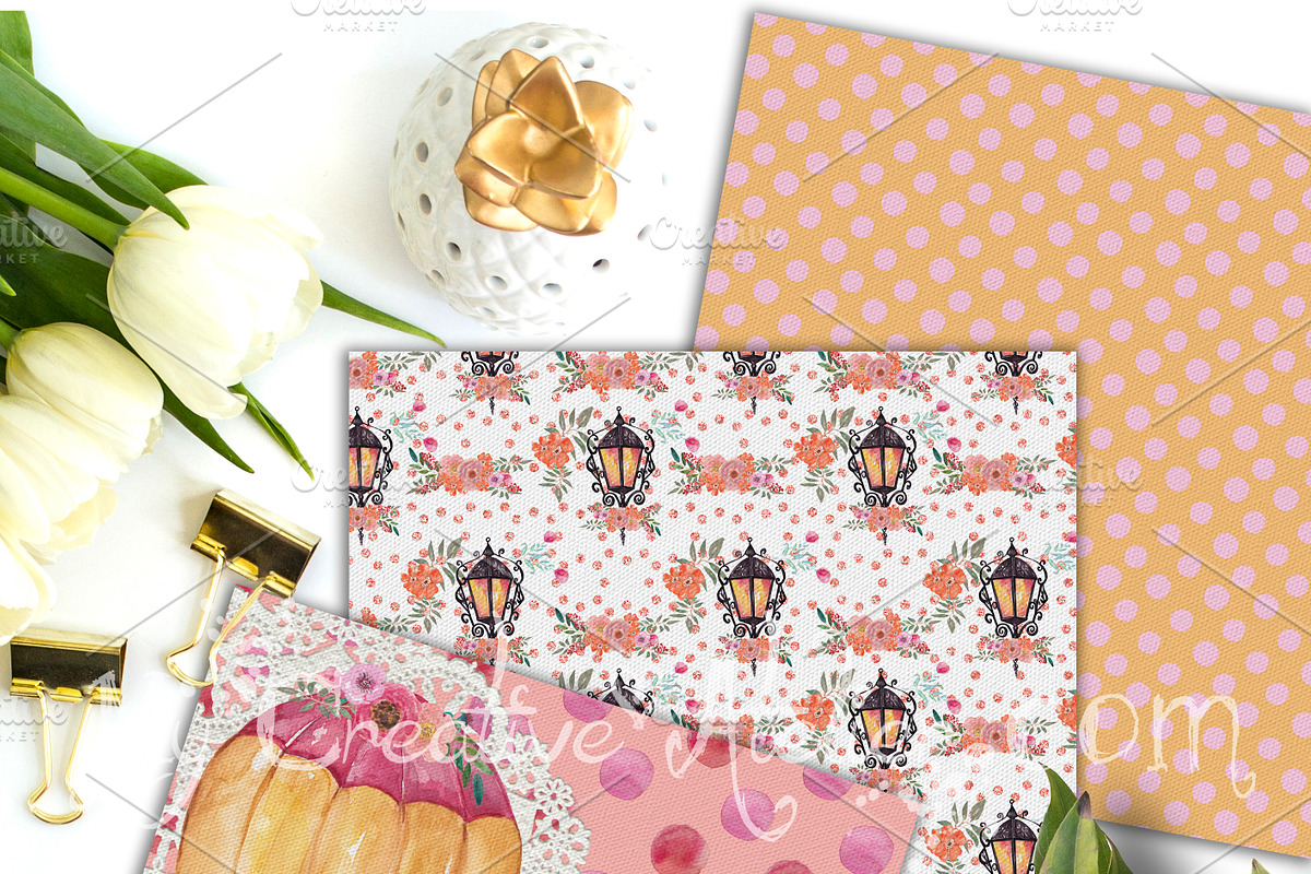 Shabby Chic Watercolor Digital Paper, a Pattern Graphic by My Creative Atelier (Photo 2 of 6)
