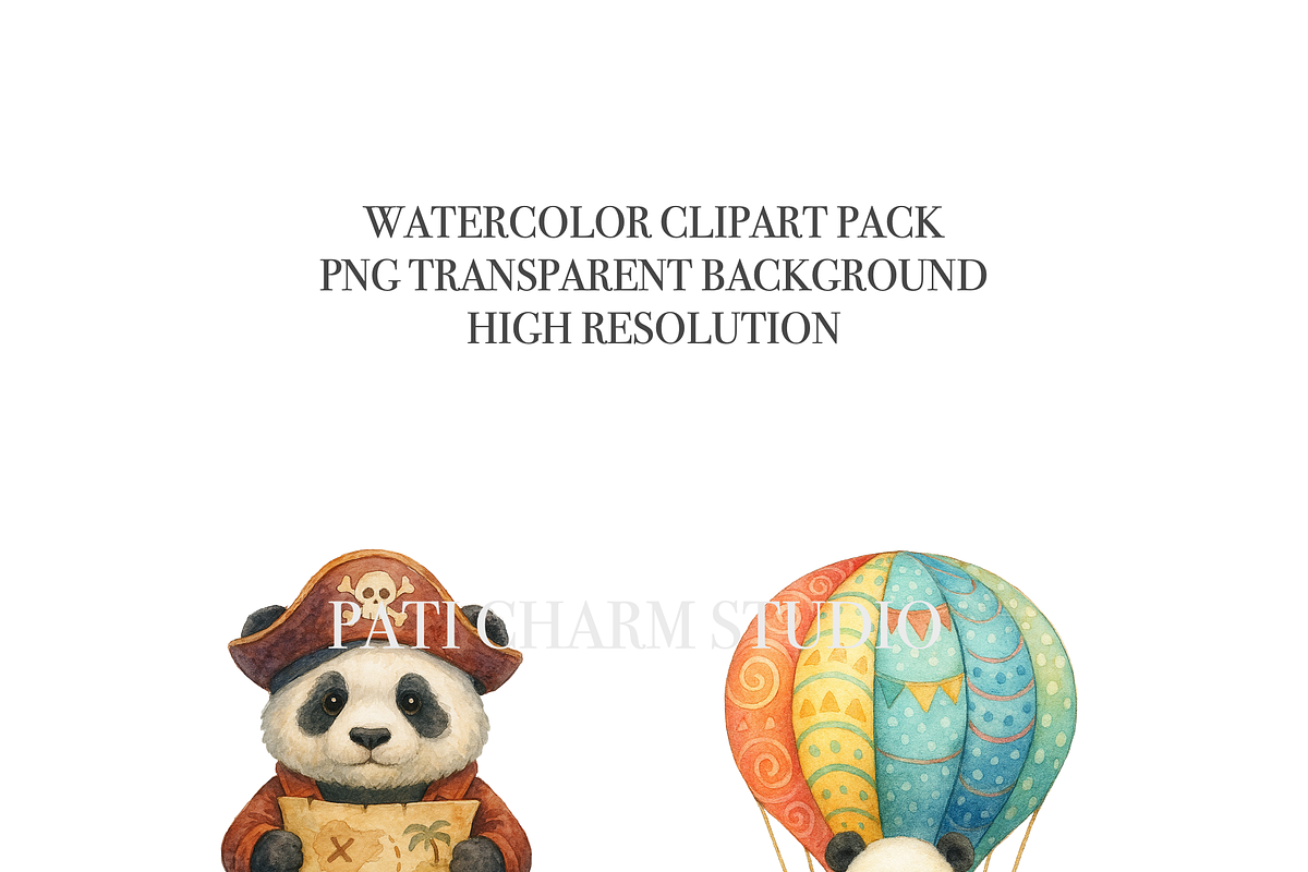 25 Cute Panda Clipart, an Animal Illustration by Pati Charm Studio (Photo 5 of 8)