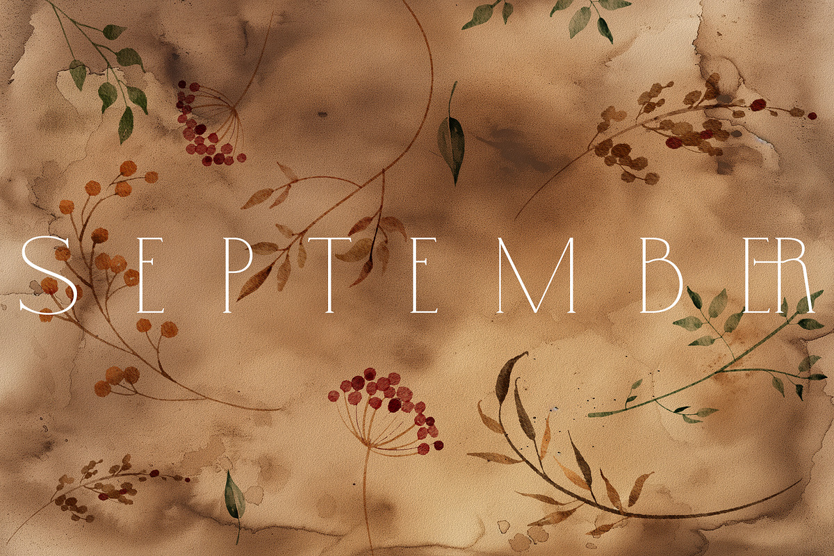SEPTEMBER Watercolor Fall Set, an Object Graphic by Kaleriia (Photo 13 of 13)
