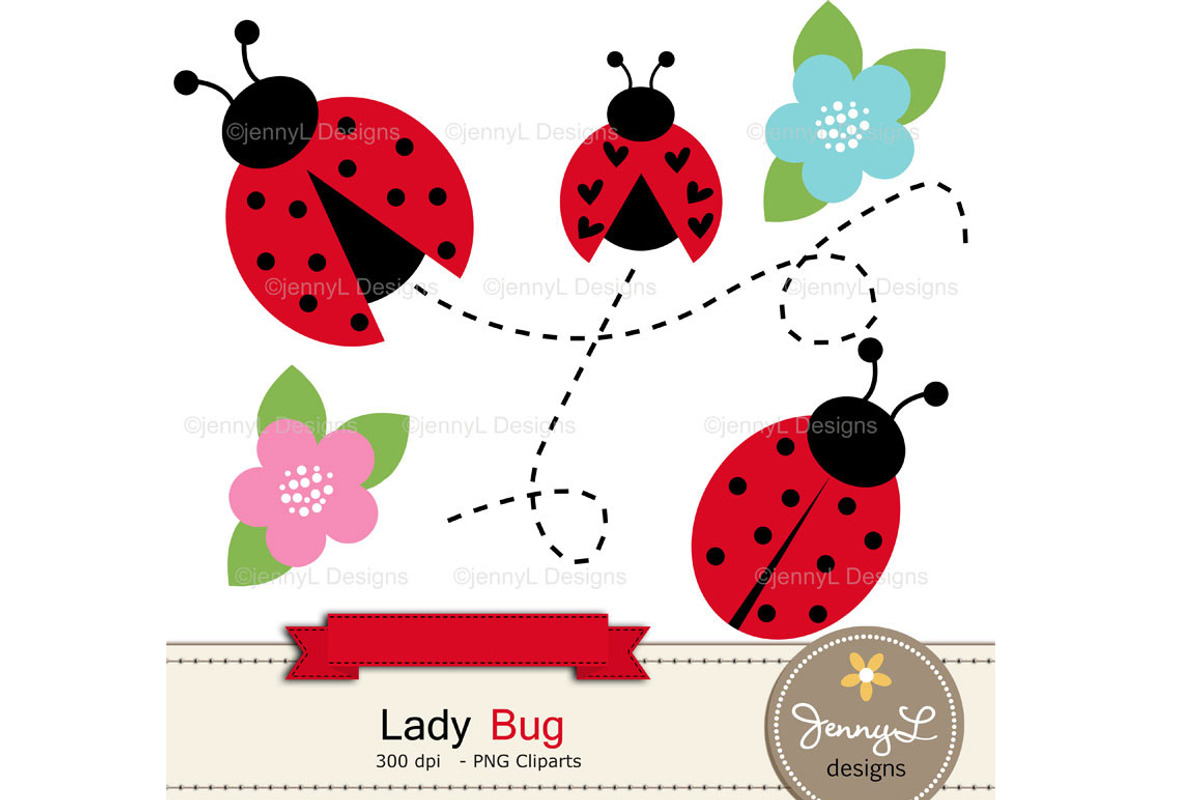 Lady Bug Digital Paper and Clipart, a Pattern Graphic by JennyL Designs (Photo 2 of 4)