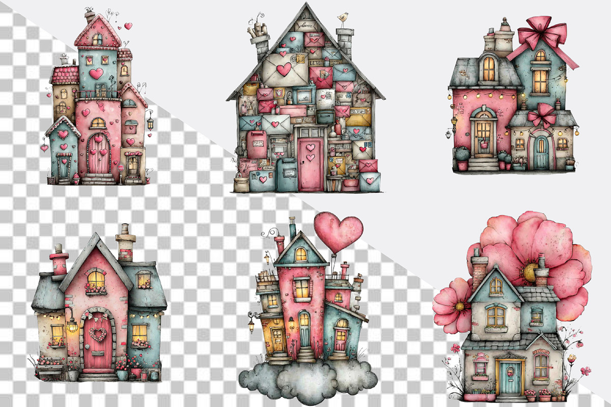 Whimsical Valentine House Clipart, an Illustration by SVGArt (Photo 8 of 8)