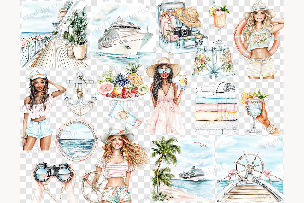 Cruise Clipart PNG | Travel Clip Art, a Person Illustration by GlamArtZhanna (Photo 5 of 6)