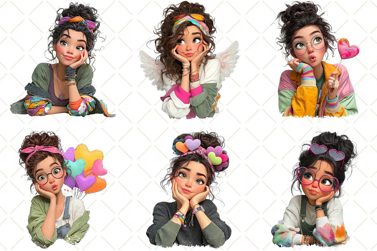 Whimsical Valentine Girl Clipart, an Illustration by Black Bird Studio (Photo 6 of 6)