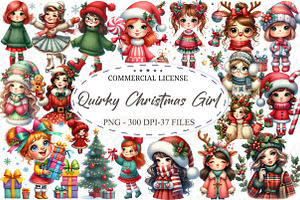 Quirky Christmas Girl Clip Art, an Illustration by designcity5