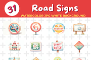 Road Signs watercolor Jpg Background, an Object Illustration by John_Walker (Thumbnail 2 of 2)