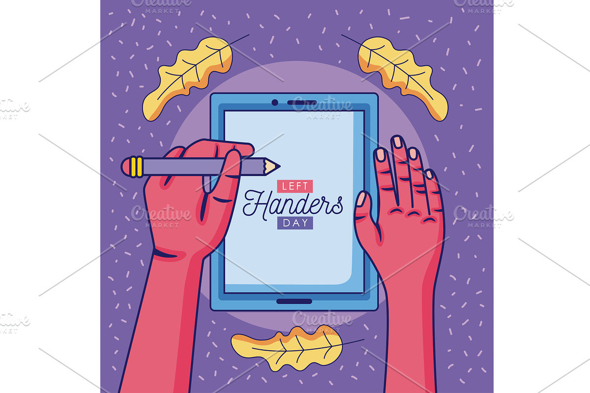 left handers day lettering poster, an Illustration by studiogstock