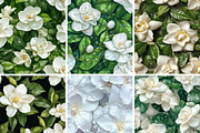 Wet Gardenia Flower Seamless, a Pattern Graphic by PrintablesByFranklyn (Thumbnail 4 of 4)