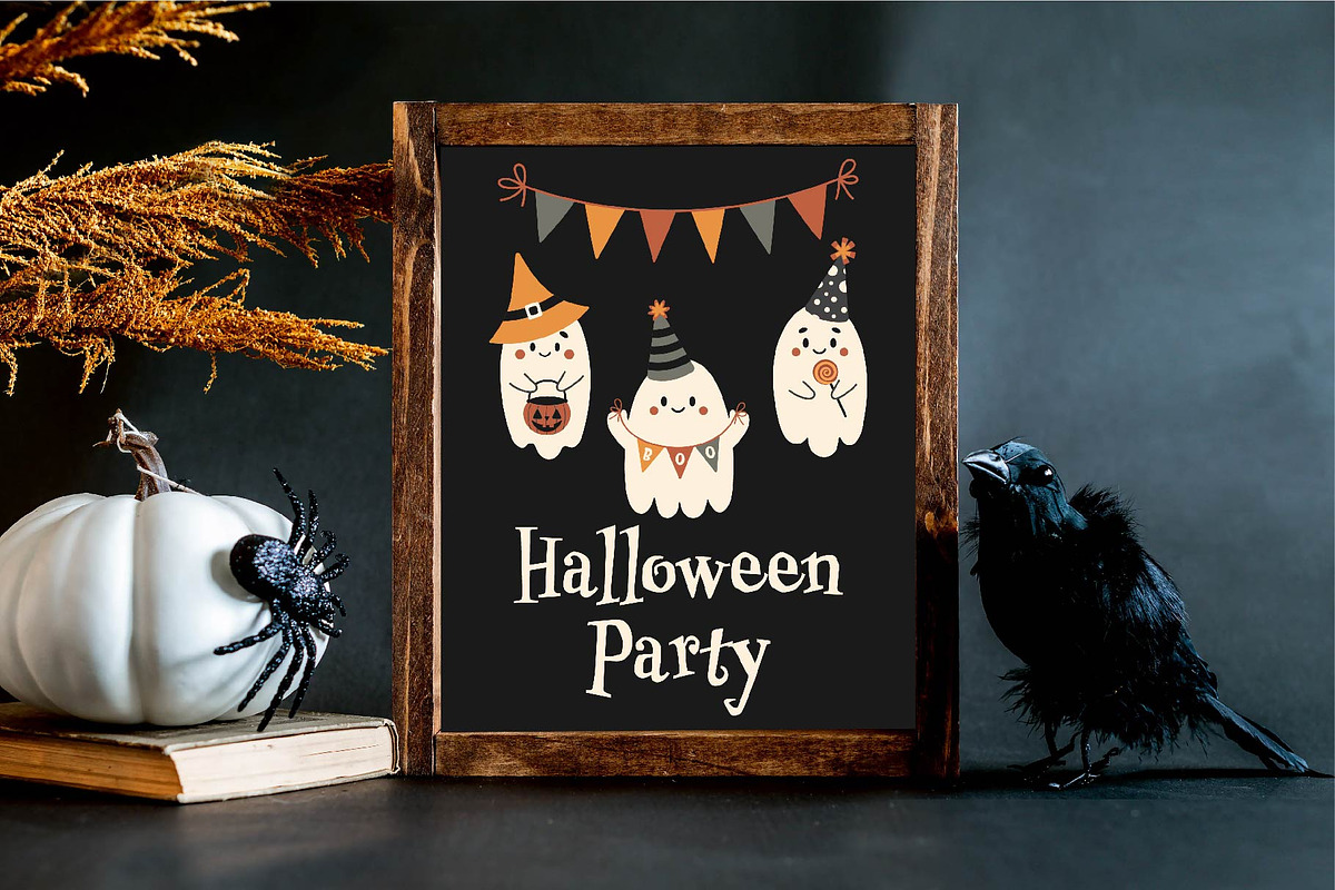 Hey BOO! Cute ghost clipart, a Seasonal Illustration by EltaMaxArt (Photo 7 of 14)