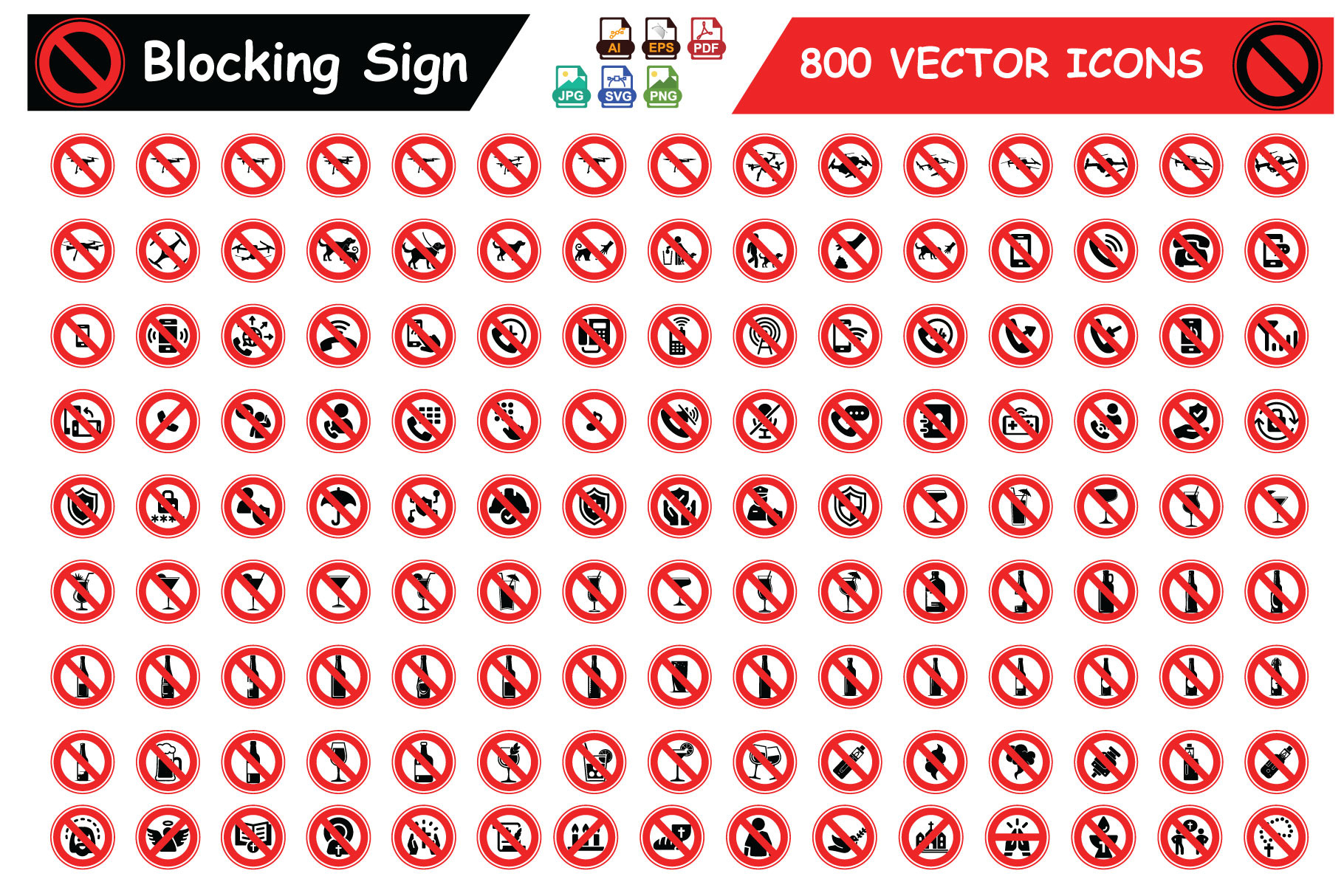 800 Blocking and Prohibition Icons, an Icon by Vector Portal