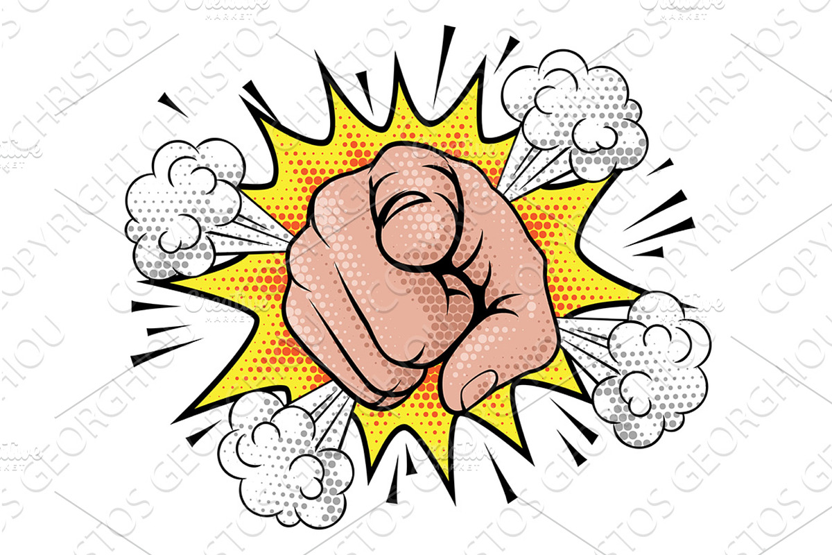 Pointing Finger at You Halftone, an Illustration by Christos Georghiou