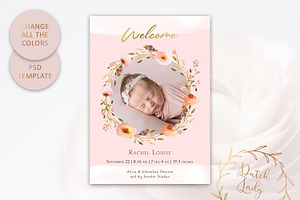 Birth Announcement Card Template 4