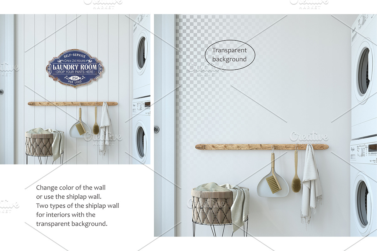 LAUNDRY ROOM Wall&Frame Mockups, a Print Template by MyHomeMockups (Photo 3 of 7)