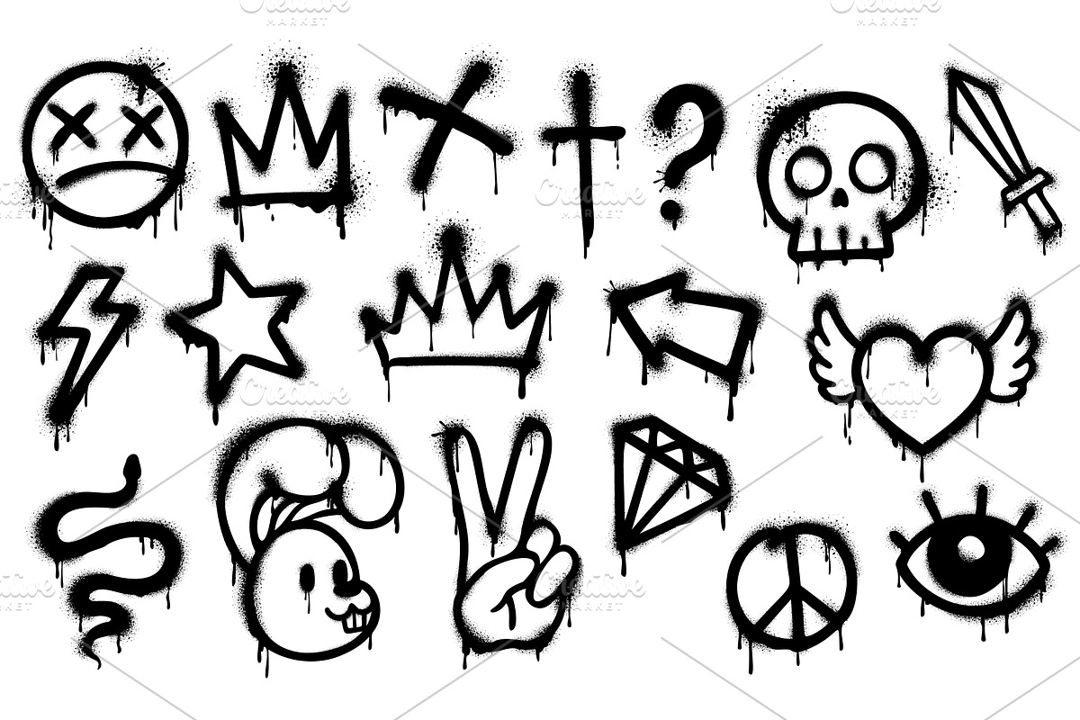 Graffiti spray paint, grunge ink, an Object Illustration by Vector Tradition