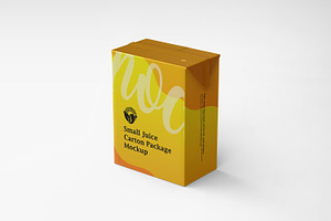 Small Juice Carton With Straw Mockup