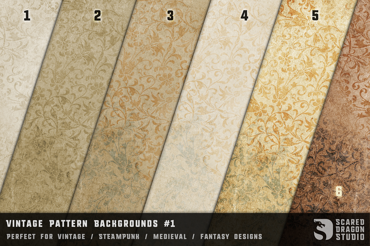 Vintage Pattern Backgrounds #1, a Background Graphic by Scared Dragon Studio (Photo 3 of 3)