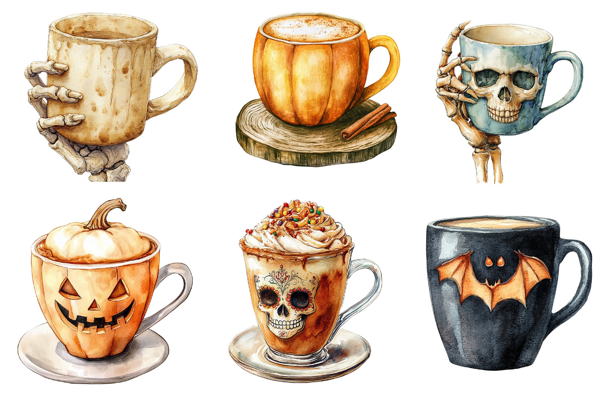 Halloween Coffee Latte Clipart, an Illustration by Dream Creation (Photo 3 of 7)