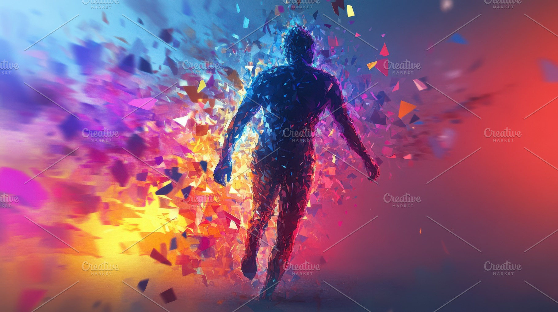 Abstract Human Figure: Colorful digi, a Background Photo by Pixeness