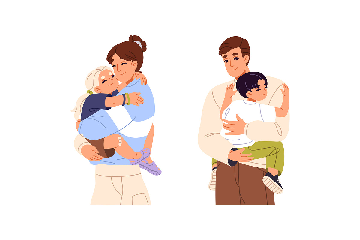 Cute, happy children hugging set, a Person Illustration by PaperTrident (Photo 5 of 7)