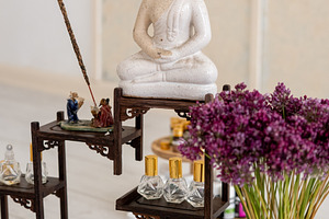 Statue buddha spiritual practice meditation heal, a Background Photo by Photo Drive Studio