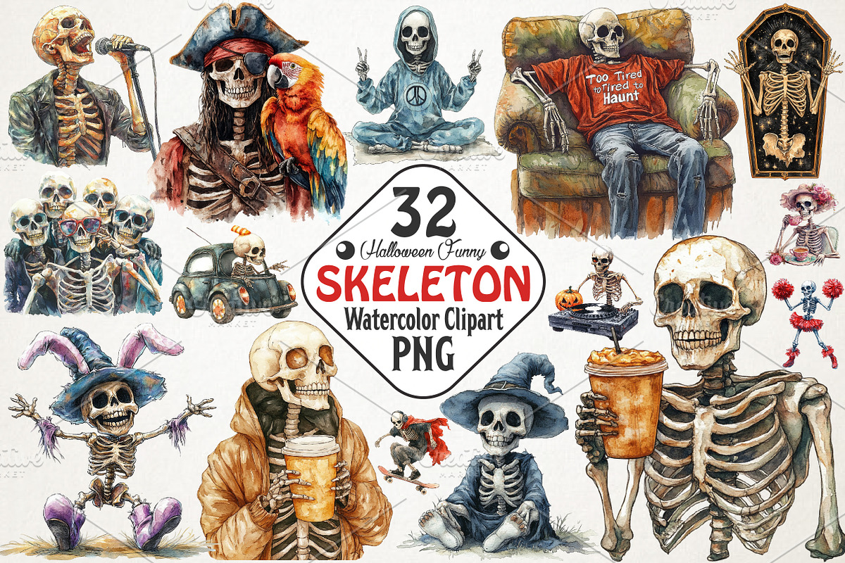 Halloween Funny Skeleton Sublimation, an Illustration by RobertsArt (Photo 1 of 7)