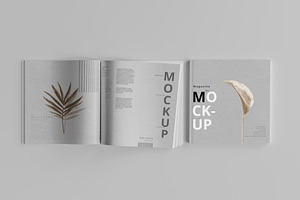 Square Magazine Mockups, a Print Template by pmvch