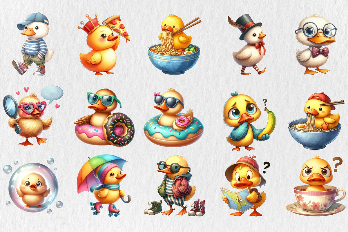 Watercolor Quirky Duck Clipart, an Animal Illustration by Rose Art (Photo 4 of 5)