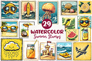 Yellow Summer Postage Stamps Clipart, an Illustration by CreationArt (Thumbnail 1 of 9)