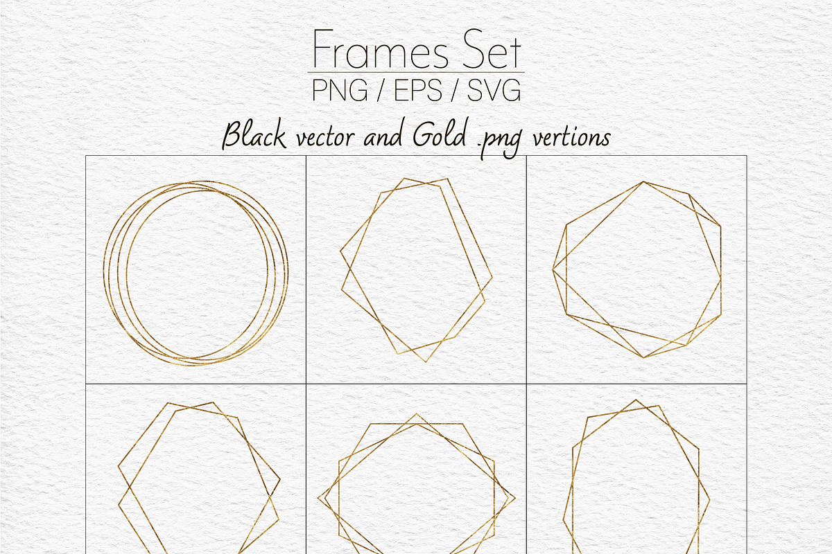Gold geometric frames svg Clipart, an Object Graphic by DigitalArsiart (Photo 2 of 9)