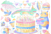 Watercolor Birthday Animals Clipart, an Animal Illustration by DigitalArtsi (Thumbnail 2 of 2)