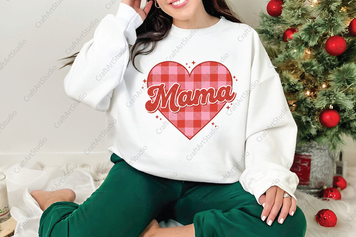 Mama Checkered Heart PNG, an Illustration by CraftArtStudio (Photo 2 of 4)